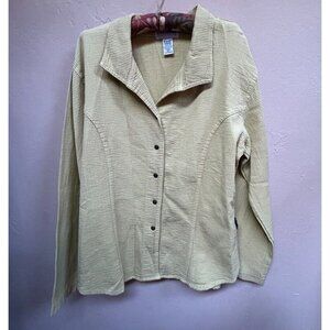 EZZE Wear Cord Cotton Womens Small 2 Pc Green Comfort Pull On Pant/Shirt Set